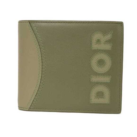 Christian Dior Dior Men's Logo Marquetry Bifold Wallet in Smooth Calfskin wit...